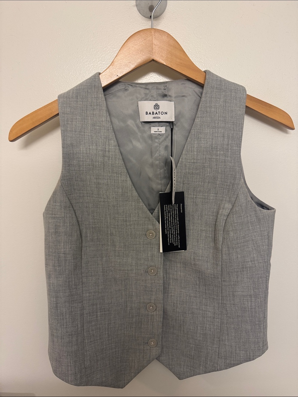 Babaton Light Grey Tailored Sleeveless Vest